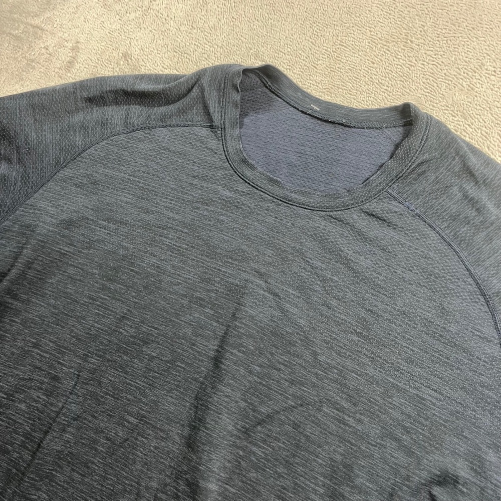 Lululemon Mens Metal Vent Tech Short Sleeve Shirt Heathered Navy Blue XXL